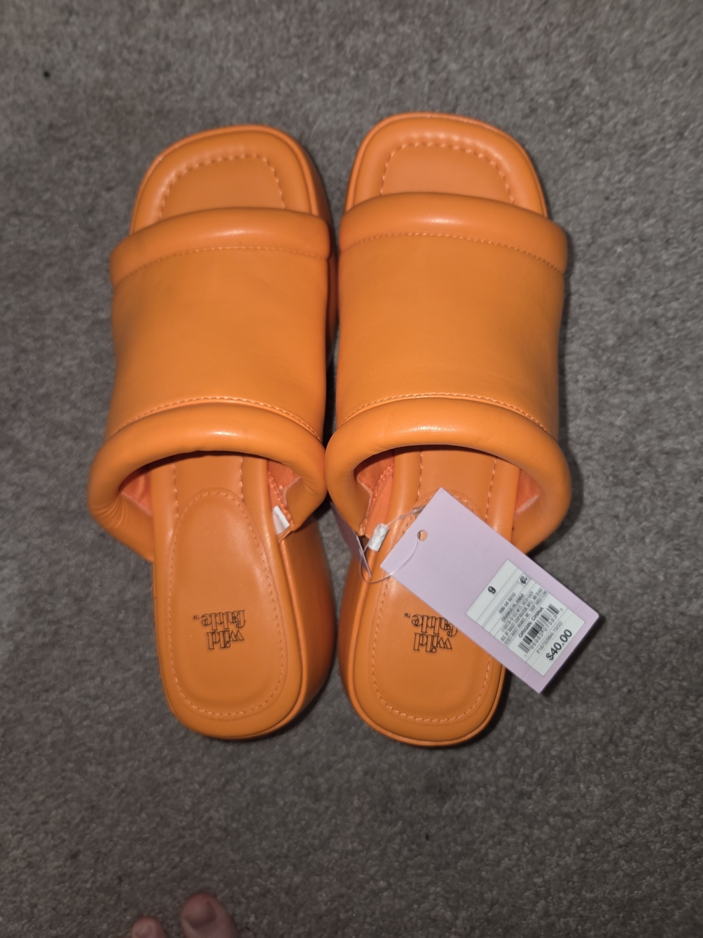 wild fable Lizzie McGuire Bright Orange Padded Slide Sandals